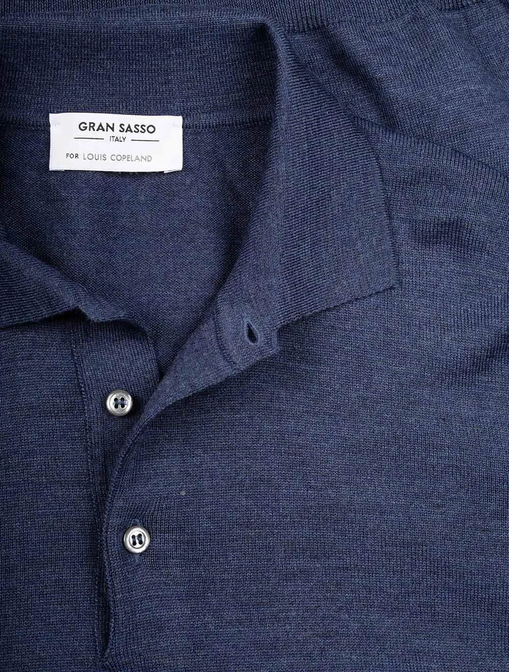 3 Button Longsleeve Polo Shirt Blue