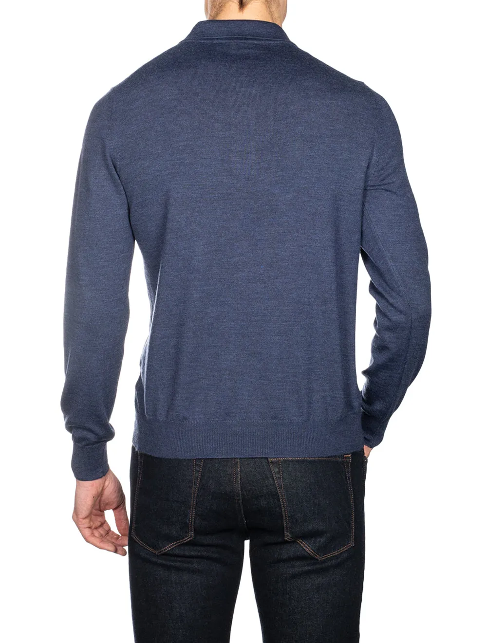 3 Button Longsleeve Polo Shirt Blue