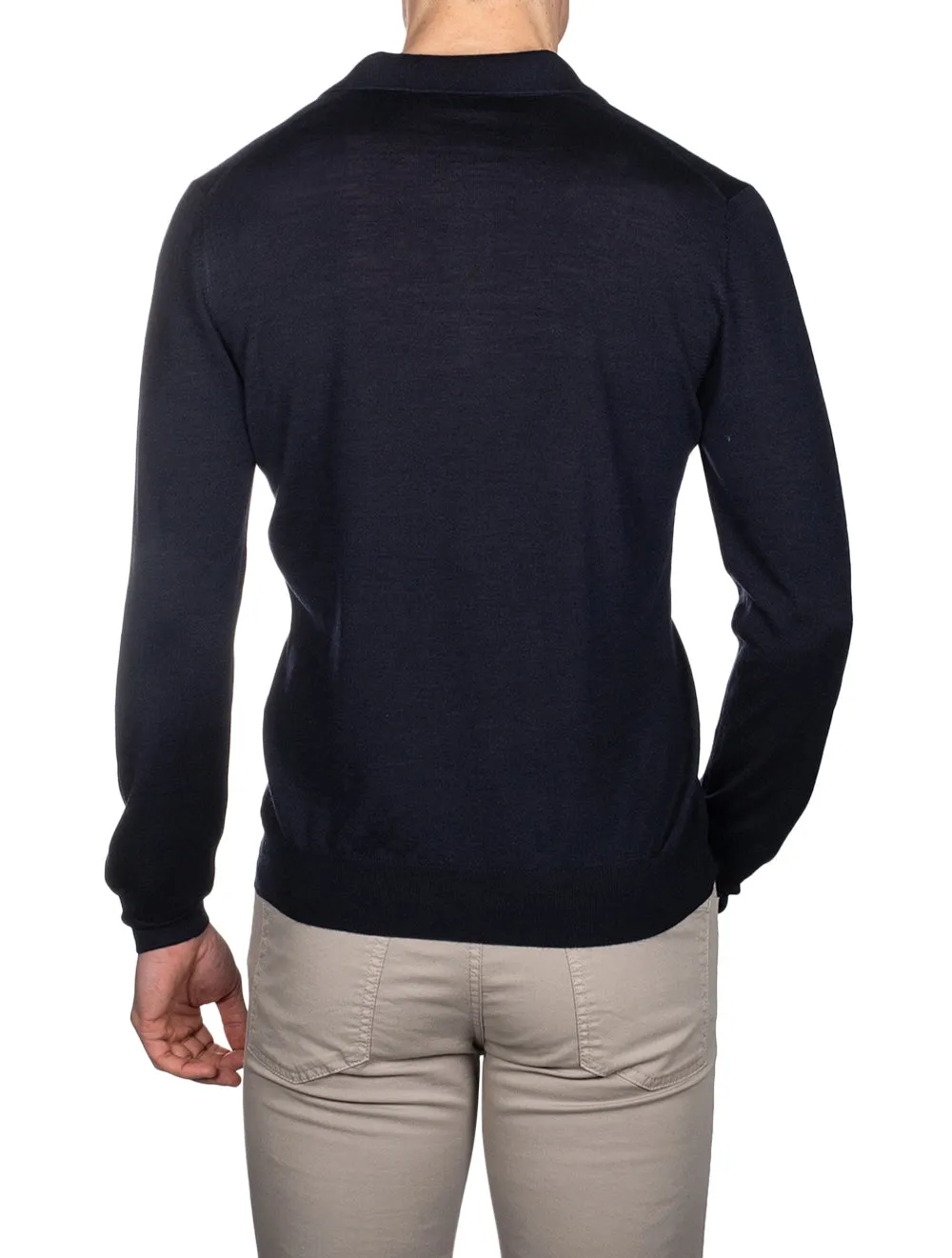 3 Button Longsleeve Polo Shirt Navy