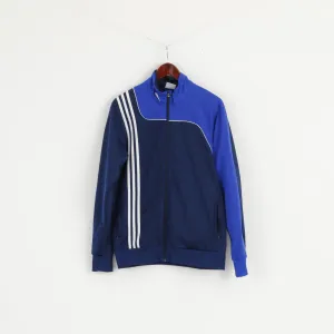 Adidas Men M Sweatshirt Navy Blue Shiny Retro Fit Training Full Zipper Activewear
