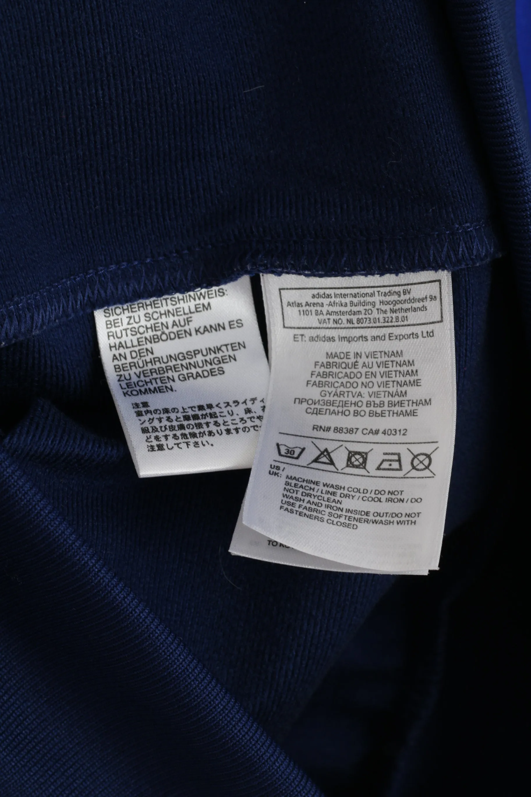 Adidas Men M Sweatshirt Navy Blue Shiny Retro Fit Training Full Zipper Activewear
