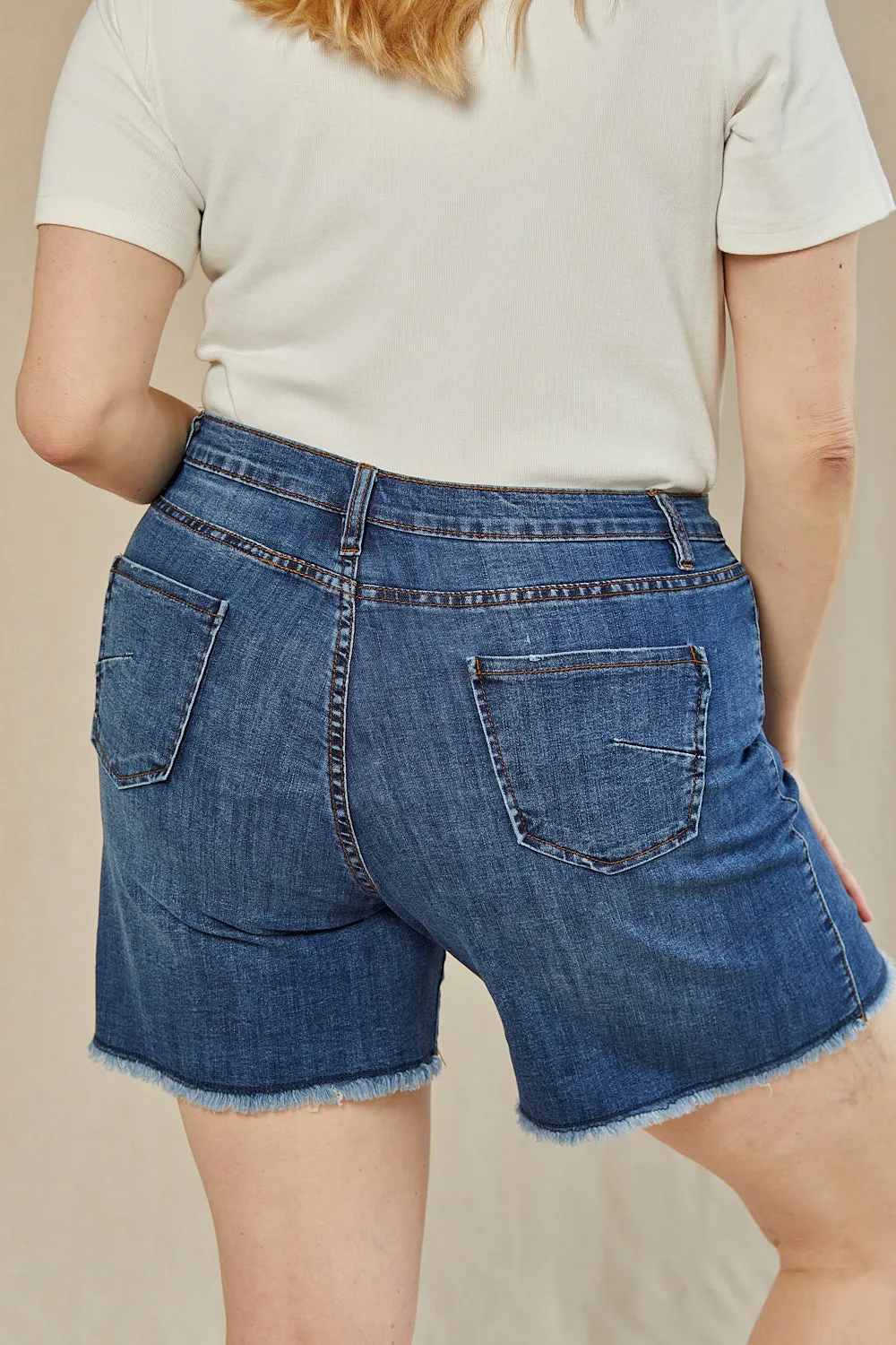 Adrift Denim Cut Off Shorts in Mid Wash Adrift