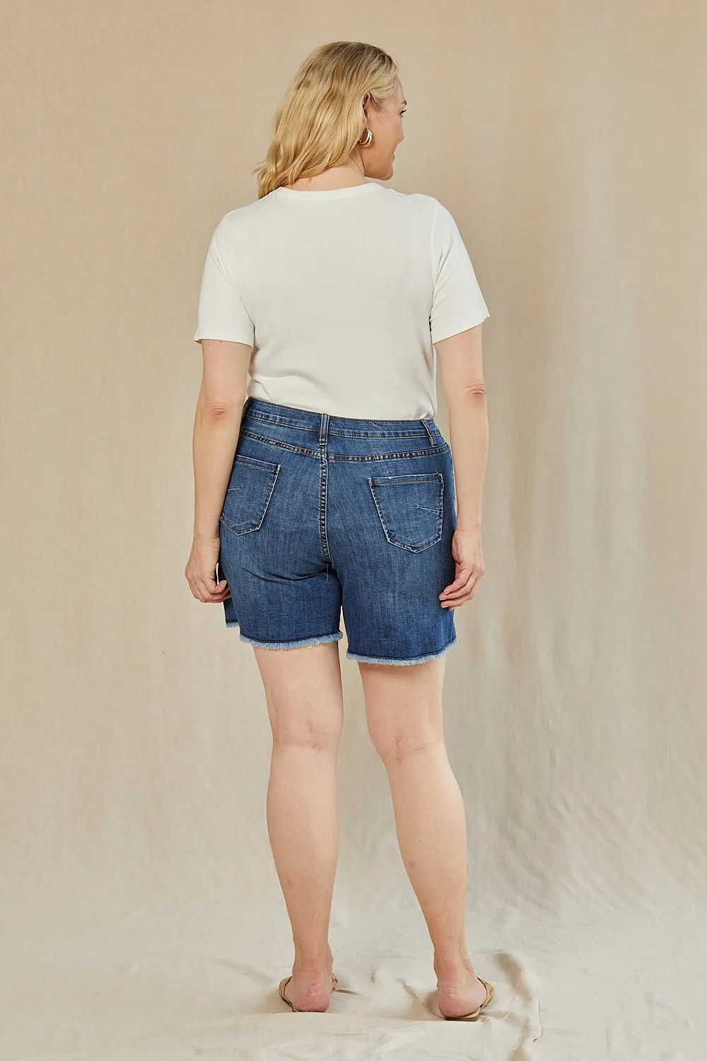 Adrift Denim Cut Off Shorts in Mid Wash Adrift