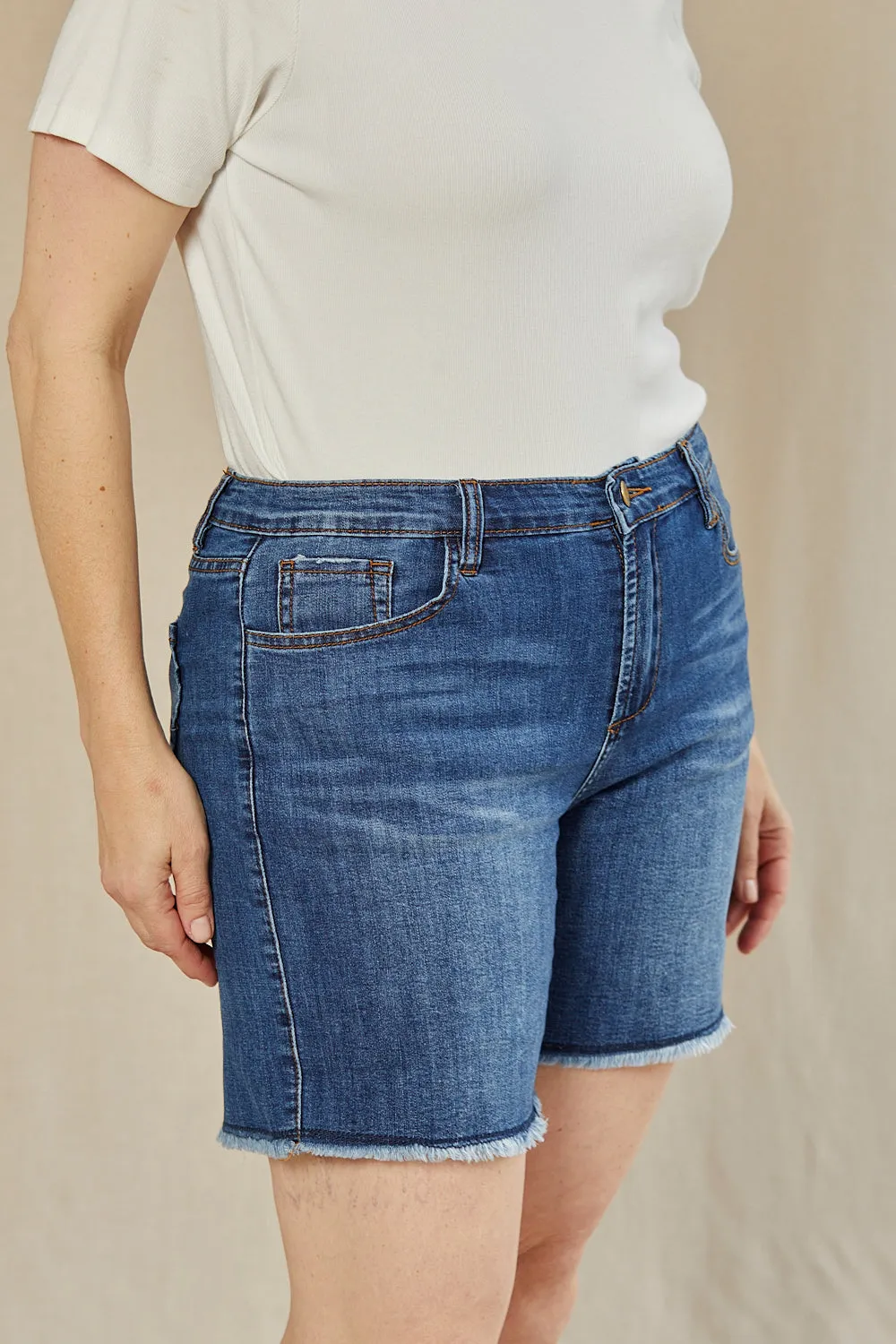 Adrift Denim Cut Off Shorts in Mid Wash Adrift