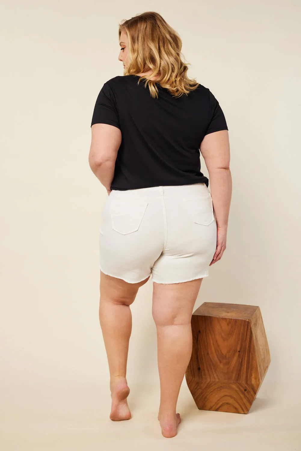 Adrift Denim Cut Off Shorts in White Adrift