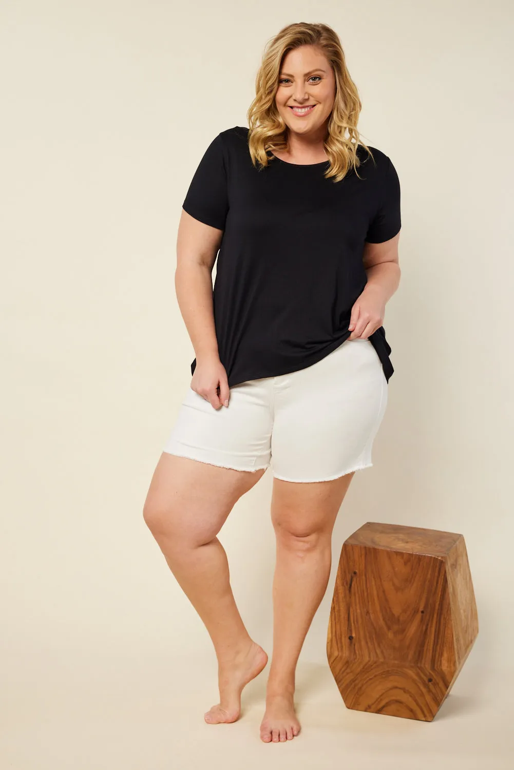 Adrift Denim Cut Off Shorts in White Adrift