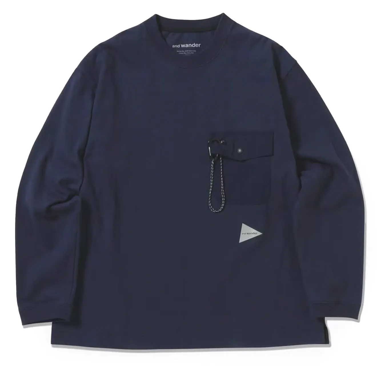 And Wander Heavy Cotton Pocket L/S Tee Navy