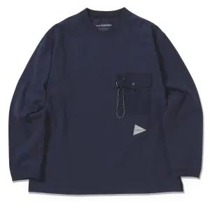And Wander Heavy Cotton Pocket L/S Tee Navy