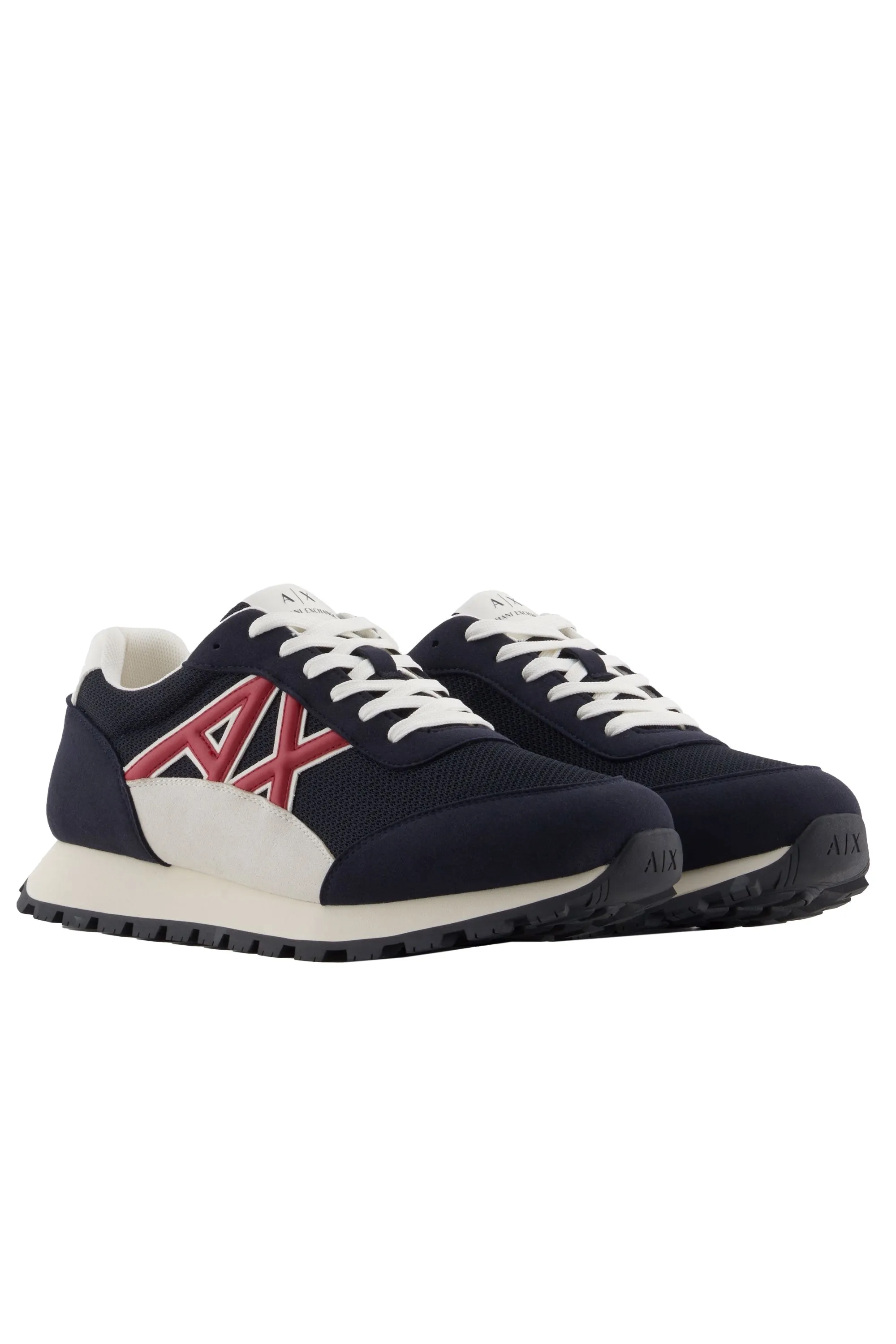 Armani Exchange Echo Suede Mesh Nylon Trainer Deep Navy/Cardinal Red