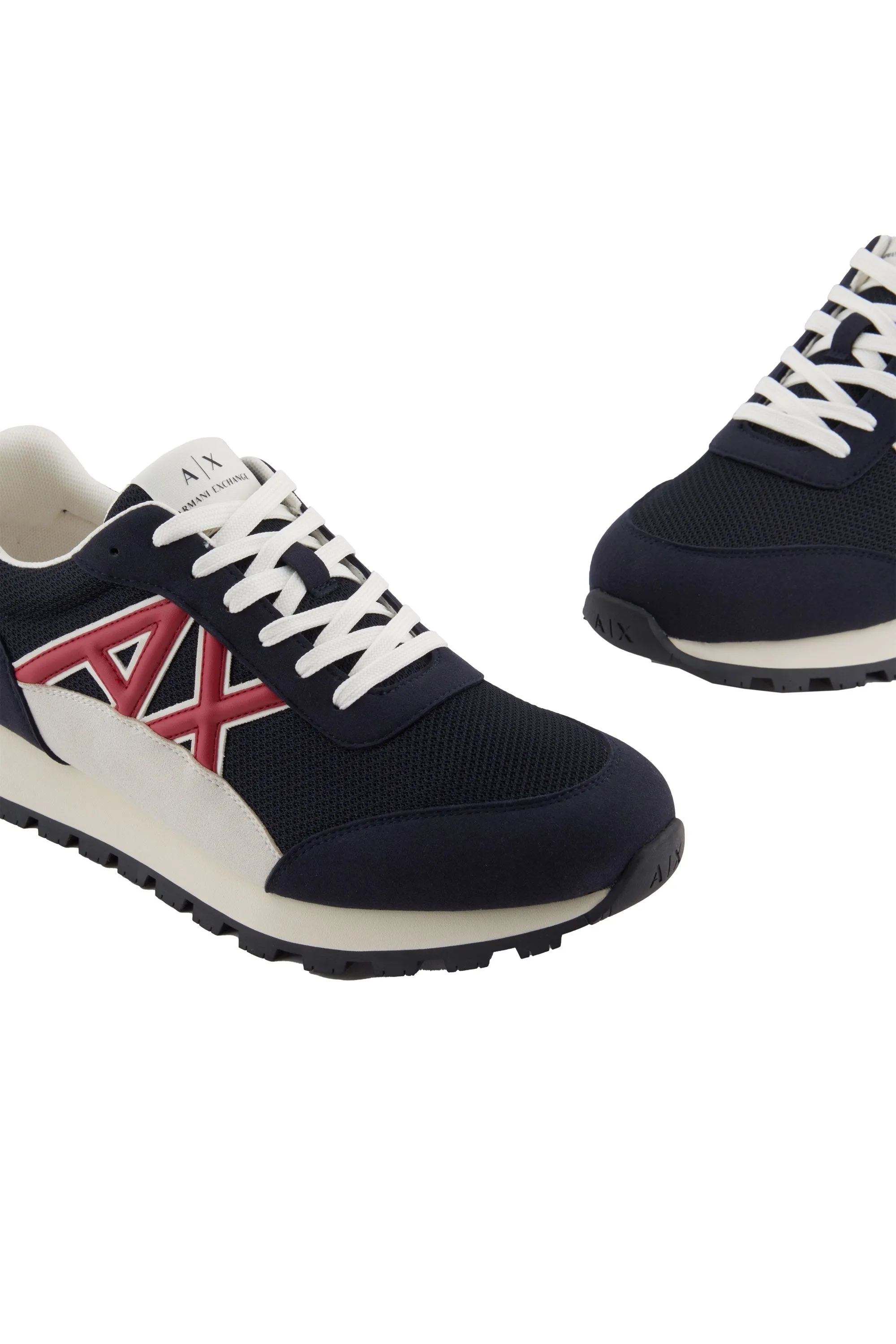 Armani Exchange Echo Suede Mesh Nylon Trainer Deep Navy/Cardinal Red
