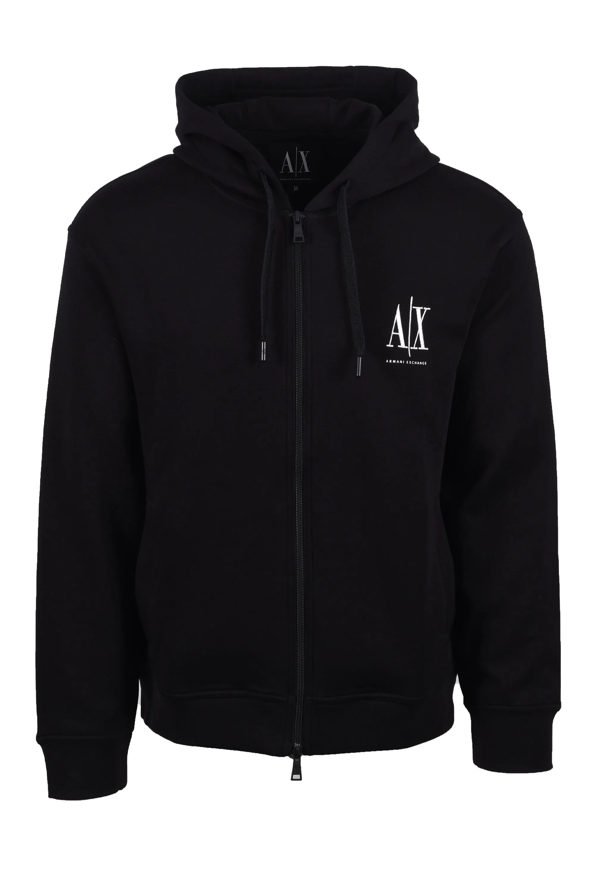 Armani Exchange Jersey Full Zip Hooded Sweatshirt Black