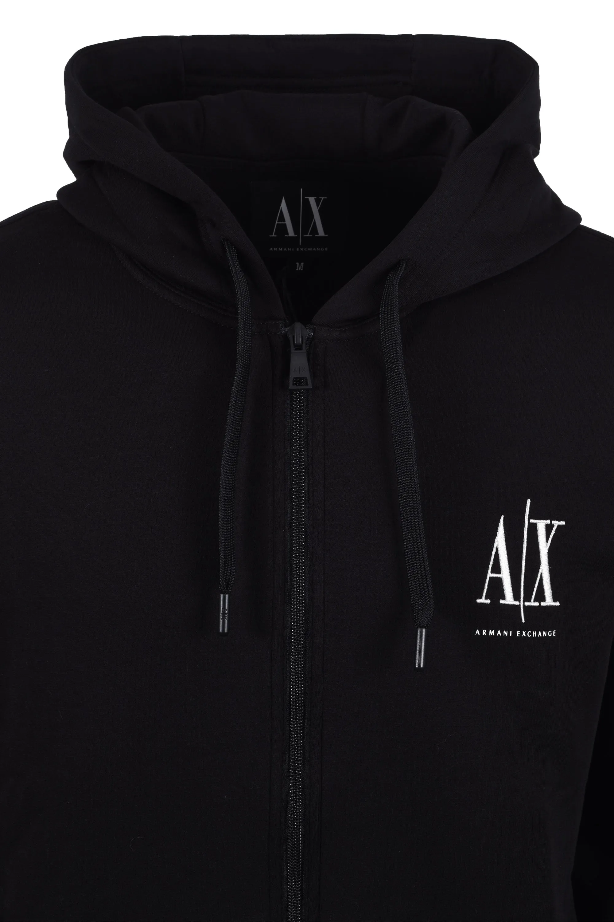 Armani Exchange Jersey Full Zip Hooded Sweatshirt Black