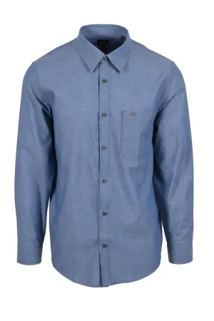 Armani Exchange Shirt Blue Chambray