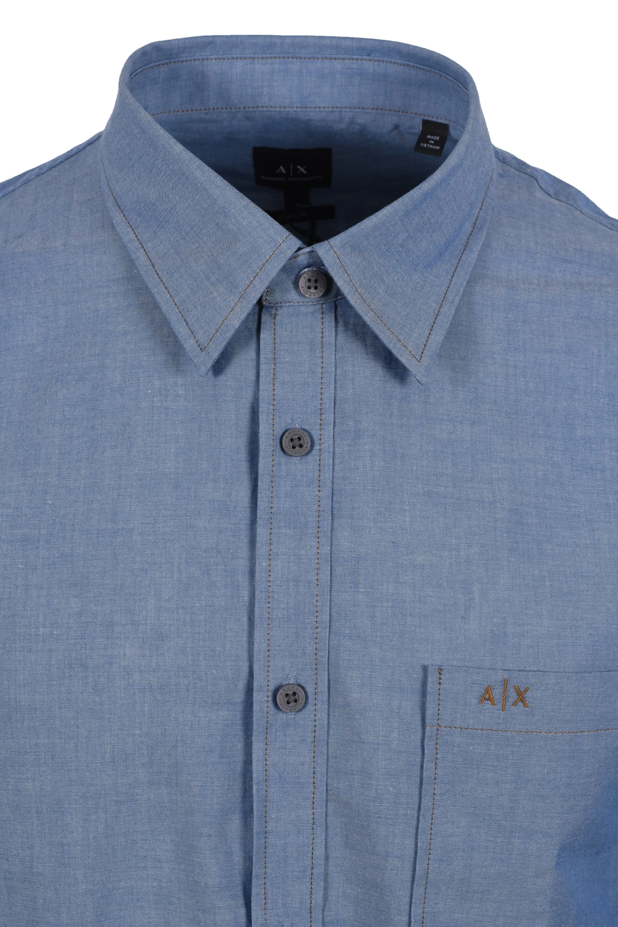 Armani Exchange Shirt Blue Chambray