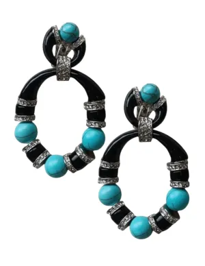 Austin Blaze Enamel Turquoise Double Hoop Earring