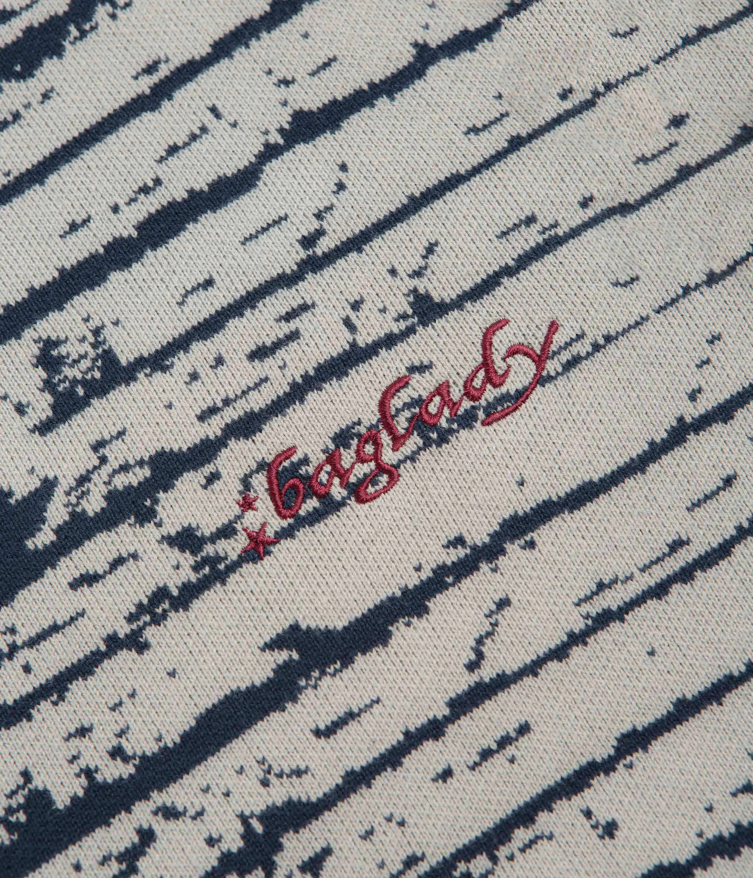 Baglady Cherub Knit Crewneck Sweatshirt - White / Blue