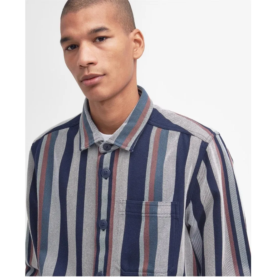 Barbour Hawkhill Striped Overshirt MOS0375GY99 Dark Slate