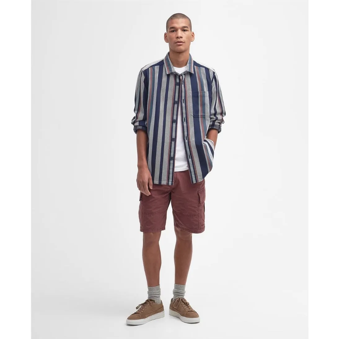 Barbour Hawkhill Striped Overshirt MOS0375GY99 Dark Slate
