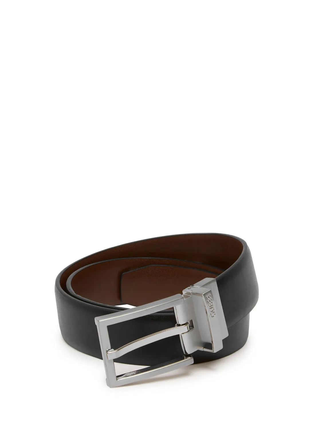 Black Brown Reversible Dress Belt Guess