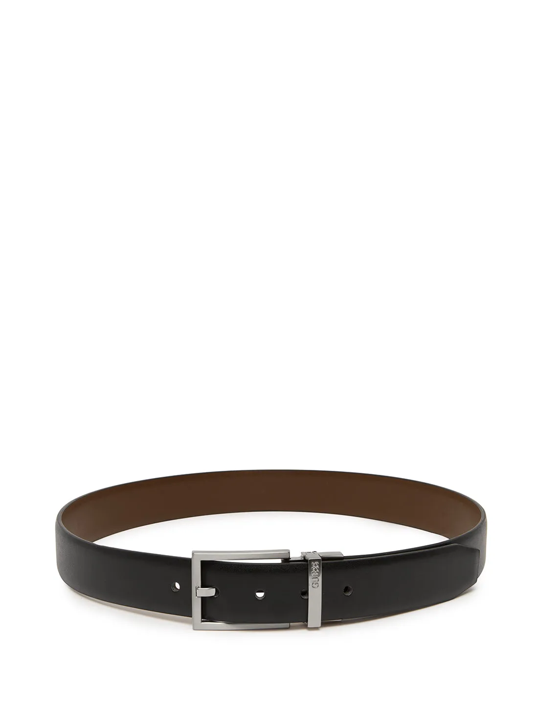Black Brown Reversible Dress Belt Guess