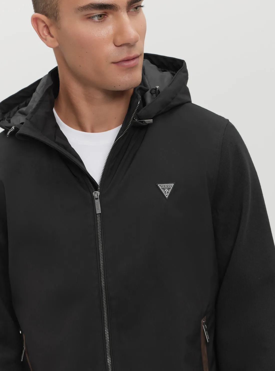 Black Knitted Windbreaker Jacket Guess