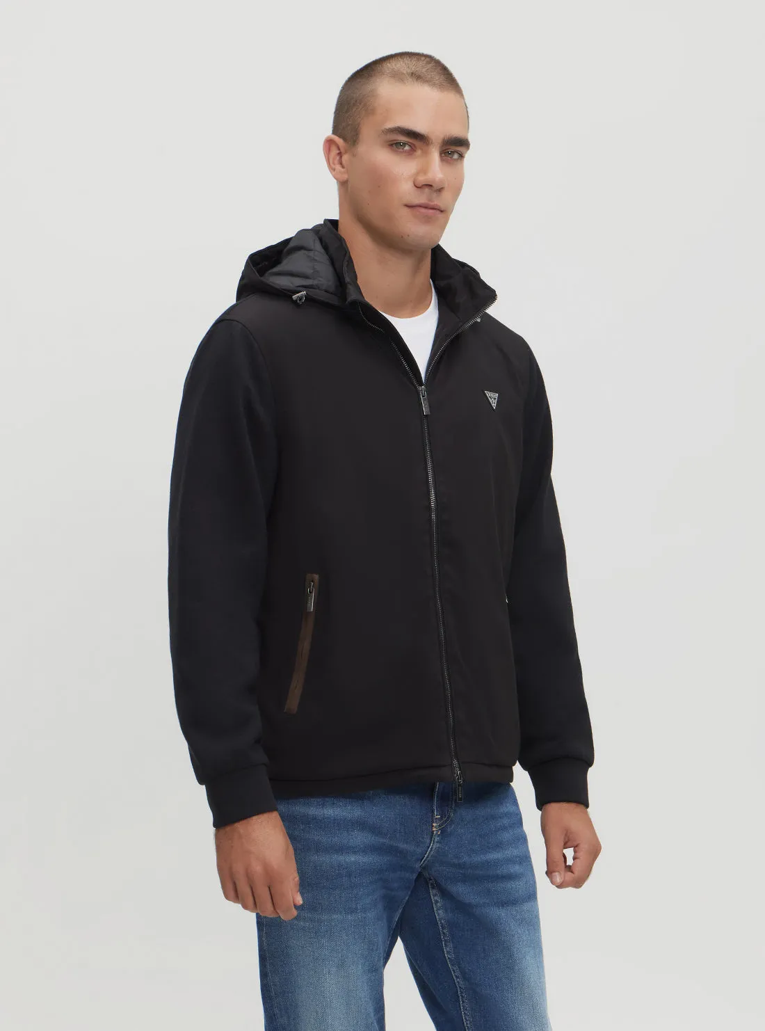Black Knitted Windbreaker Jacket Guess