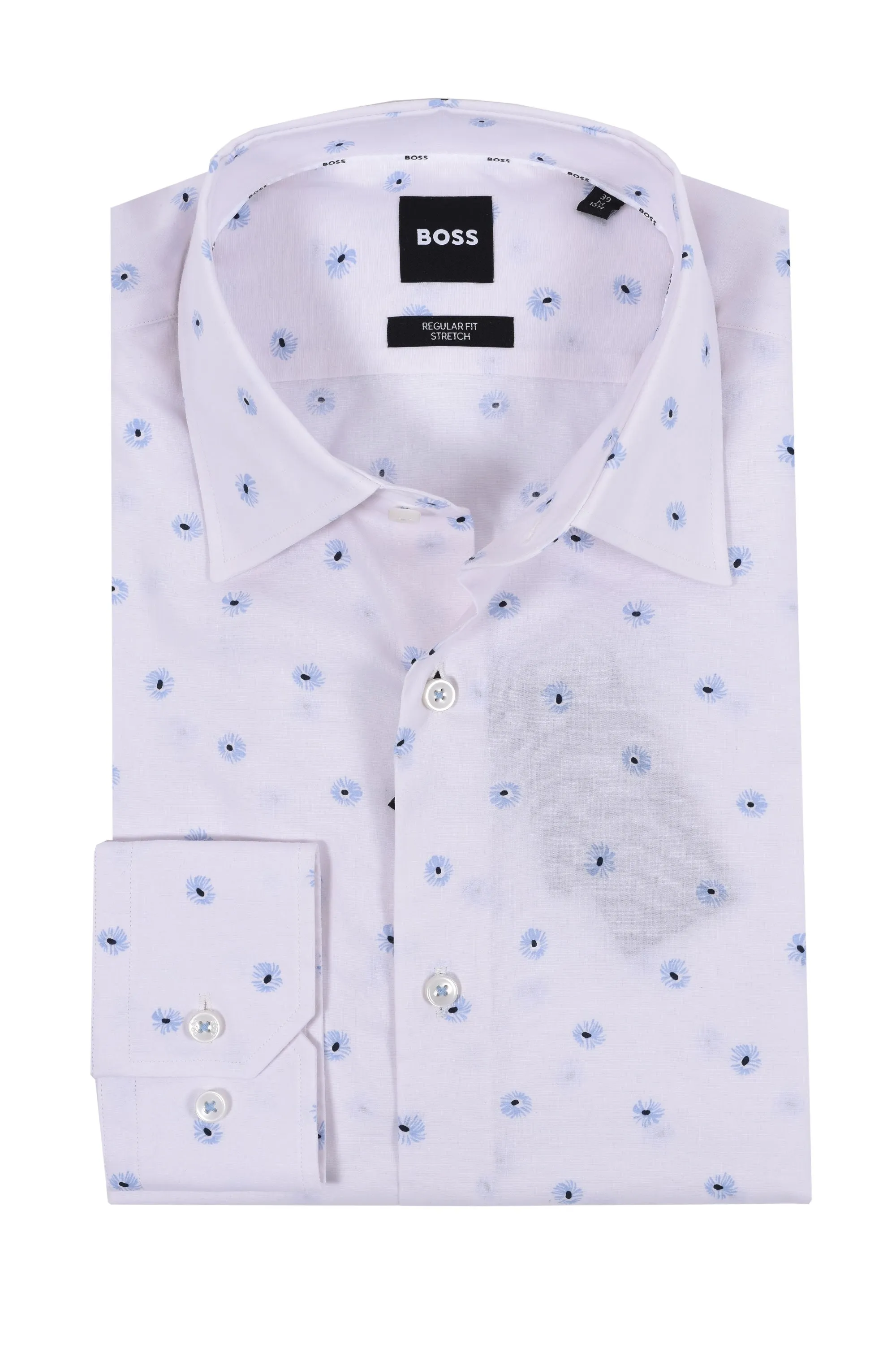 Boss H-joe- Kent-c1-214 Shirt White/Pastel Blue Flowers