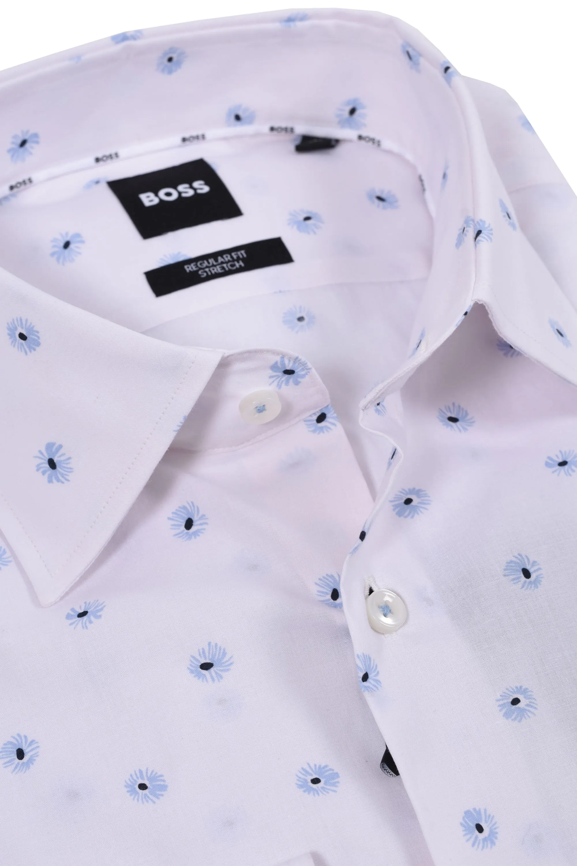 Boss H-joe- Kent-c1-214 Shirt White/Pastel Blue Flowers