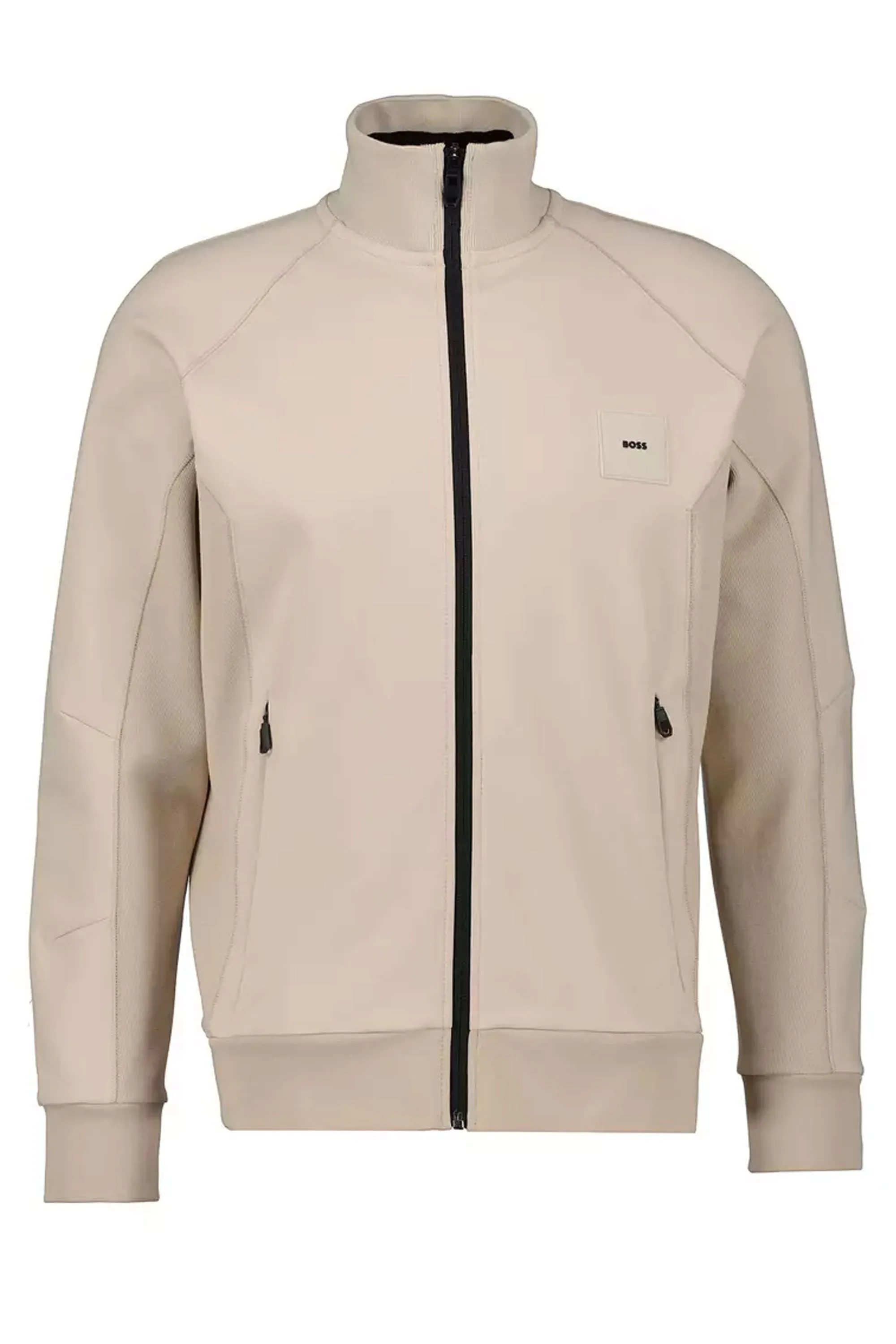Boss Skaz Rib Full Zip Knitwear Open Beige