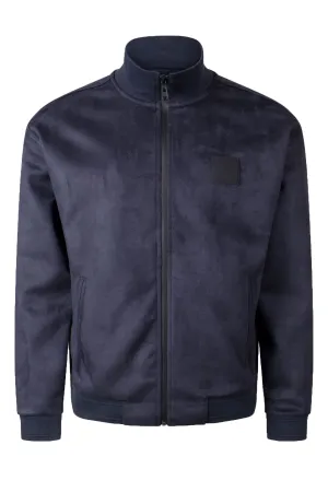 Boss Sutton Suede Full Zip Jacket Dark Blue