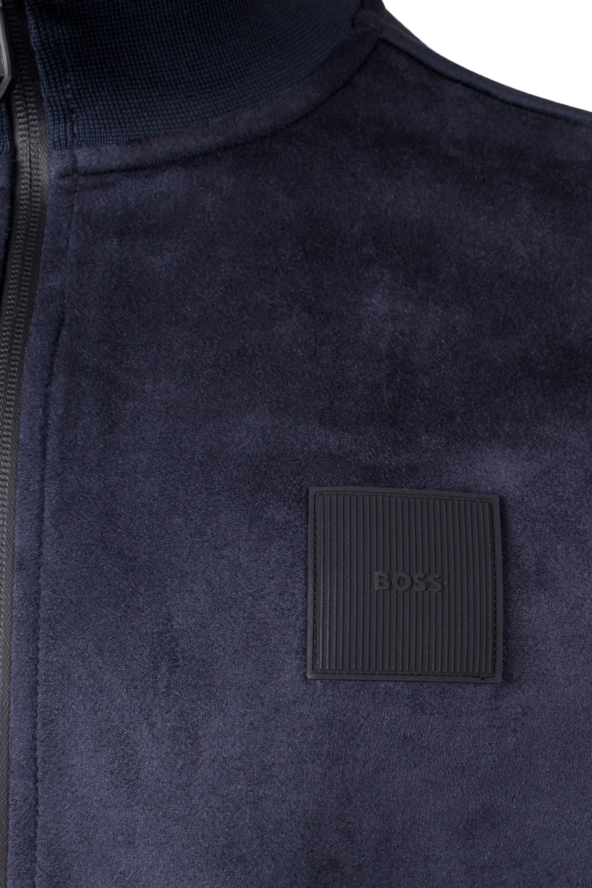 Boss Sutton Suede Full Zip Jacket Dark Blue