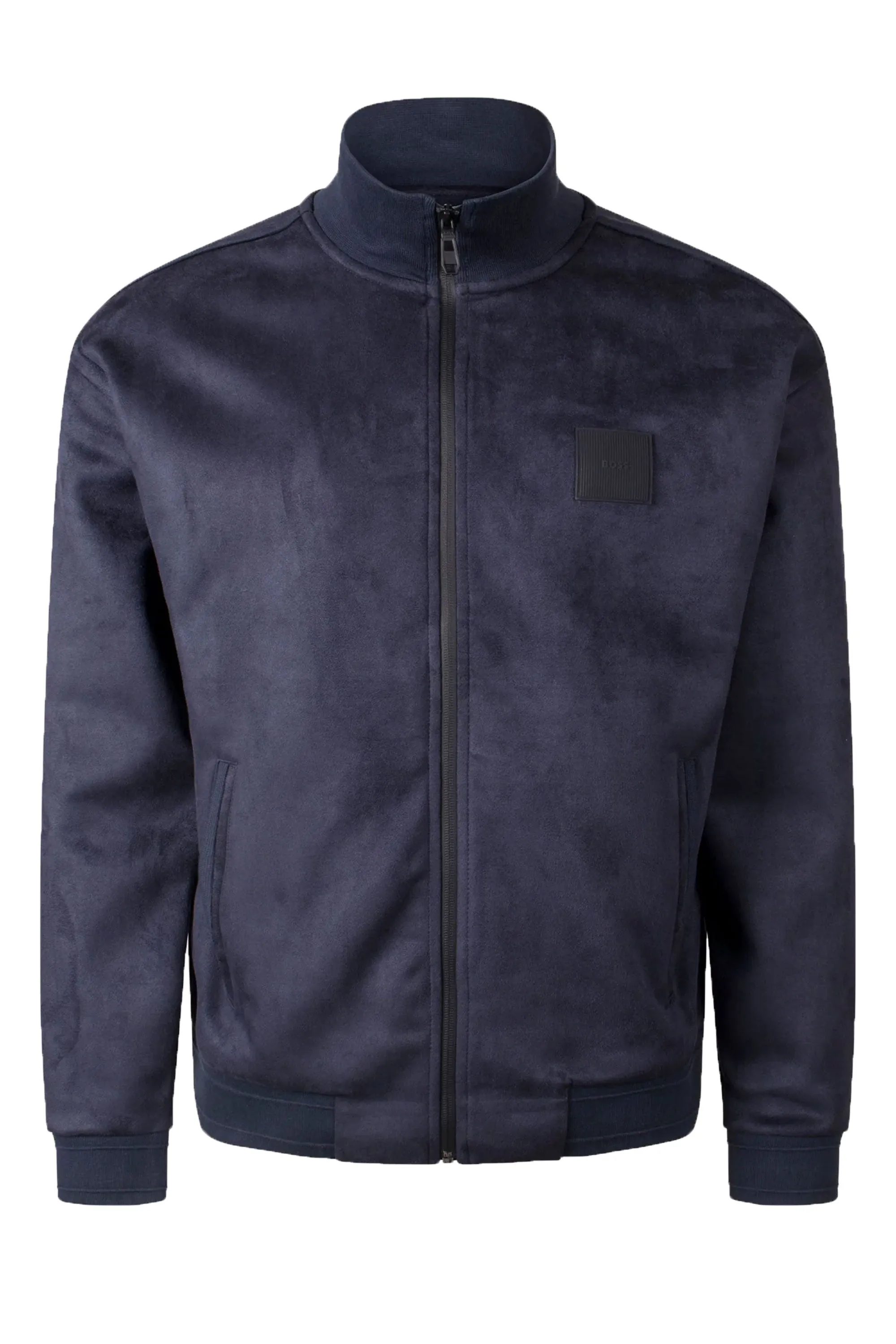 Boss Sutton Suede Full Zip Jacket Dark Blue