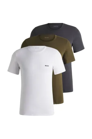 Boss T-shirt Rn 3 P Classic White/Khaki/Charcoal