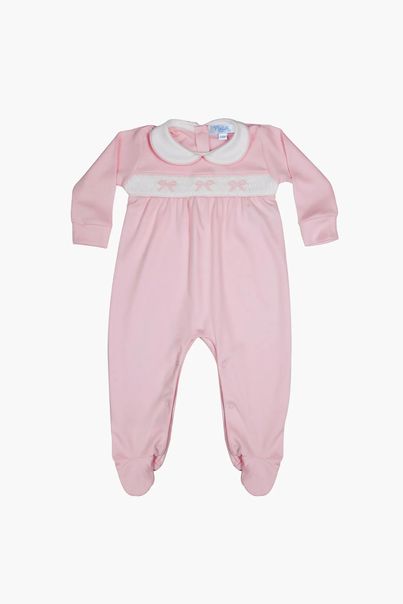 Bows Smocked Baby Girl Footie