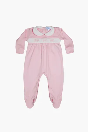 Bows Smocked Baby Girl Footie