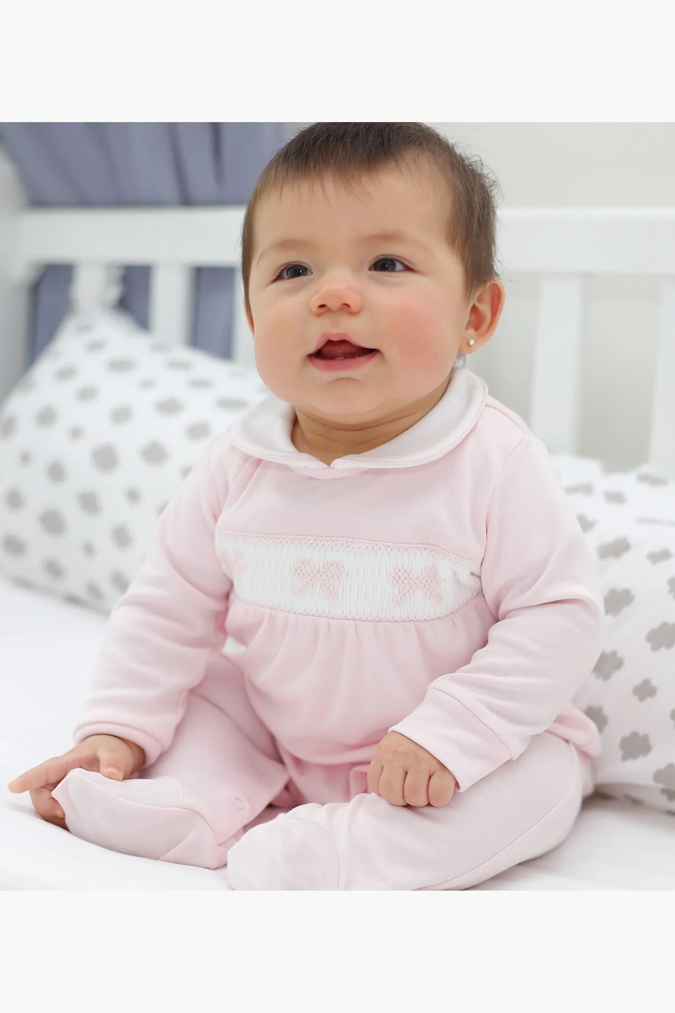 Bows Smocked Baby Girl Footie
