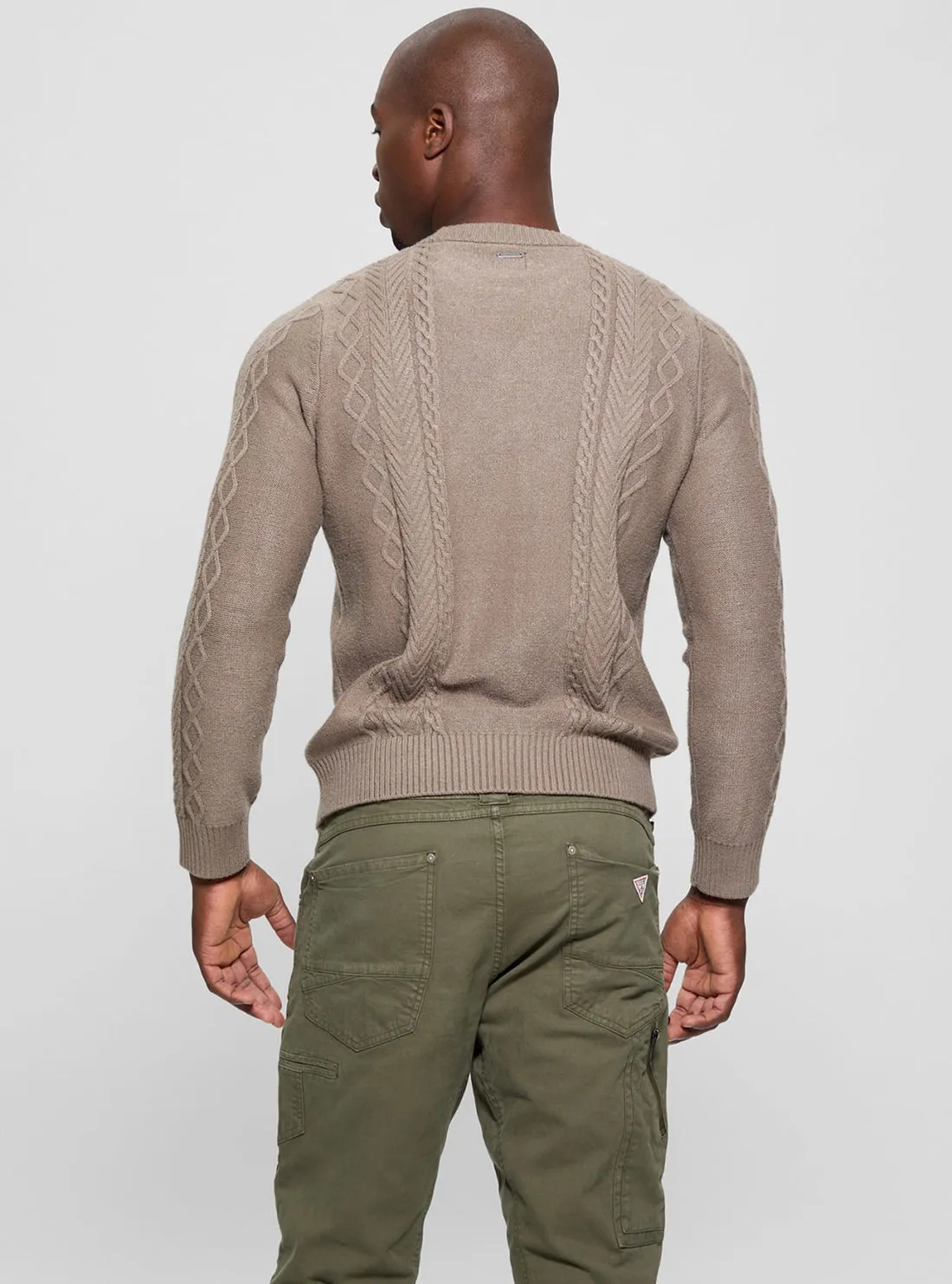 Brown Noah Cable Knit Jumper Guess