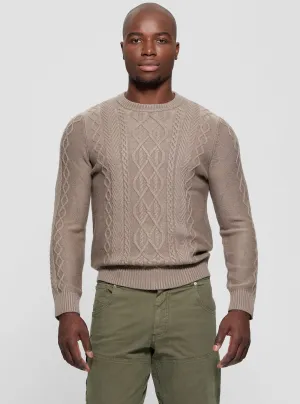 Brown Noah Cable Knit Jumper Guess