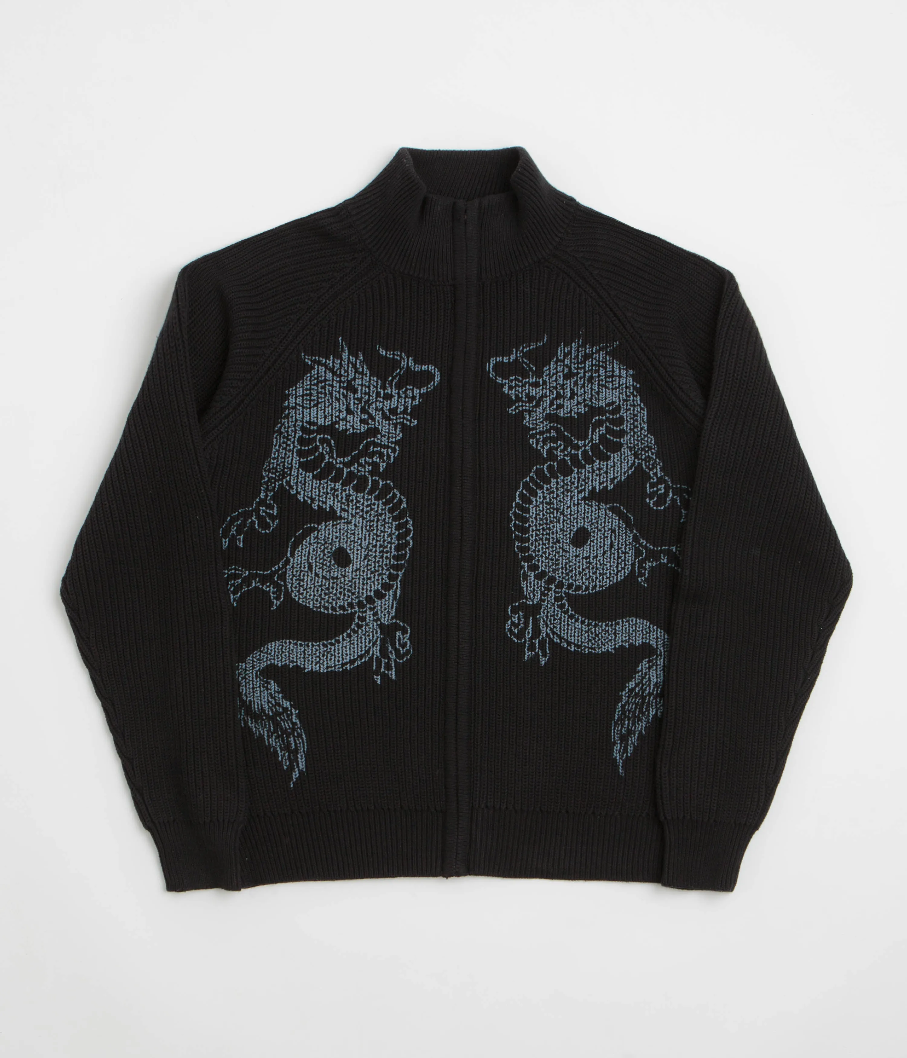 Butter Goods Dragon Zip-Thru Knit Sweatshirt - Black