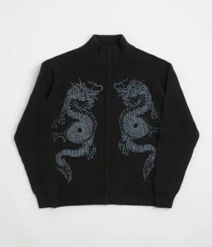 Butter Goods Dragon Zip-Thru Knit Sweatshirt - Black