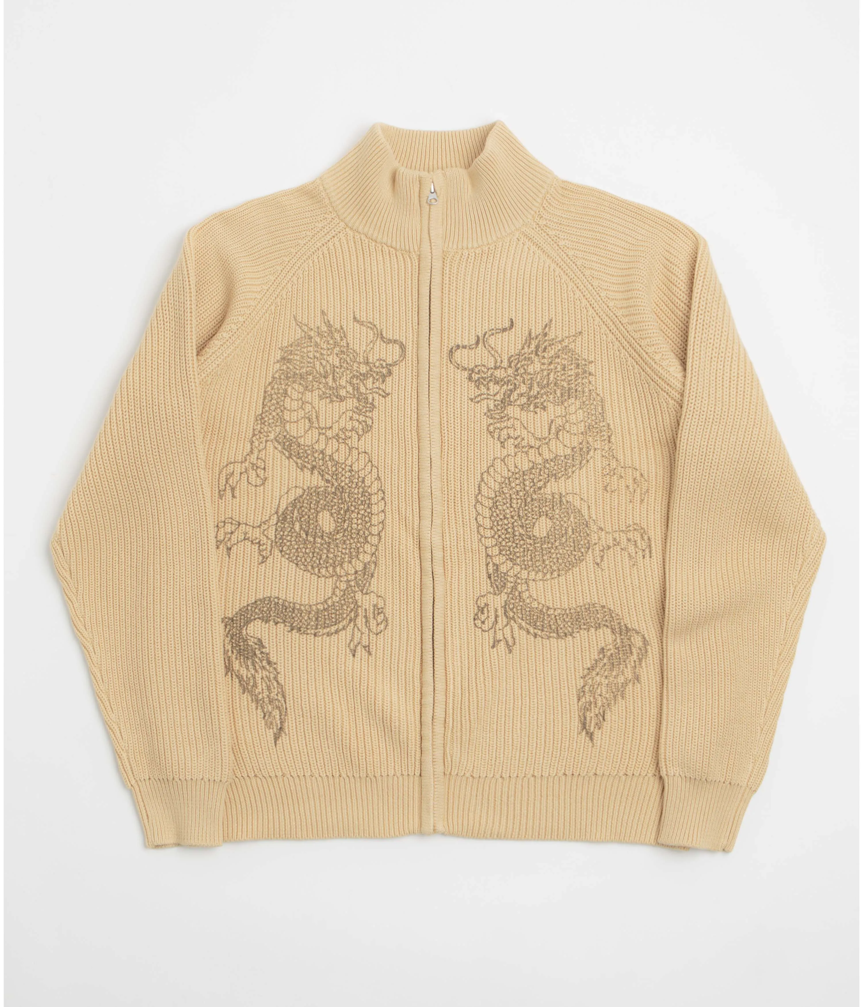 Butter Goods Dragon Zip-Thru Knit Sweatshirt - Sand