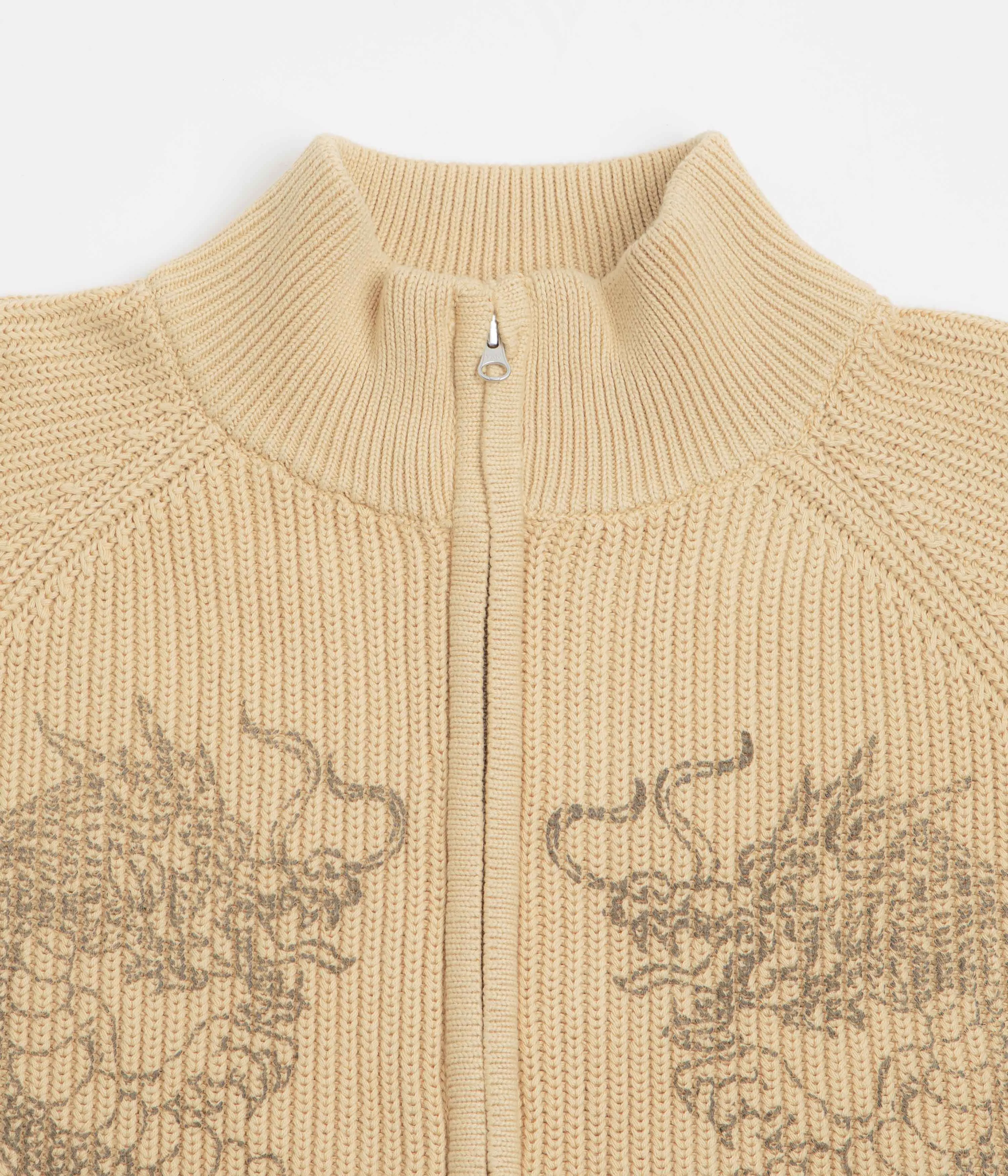 Butter Goods Dragon Zip-Thru Knit Sweatshirt - Sand