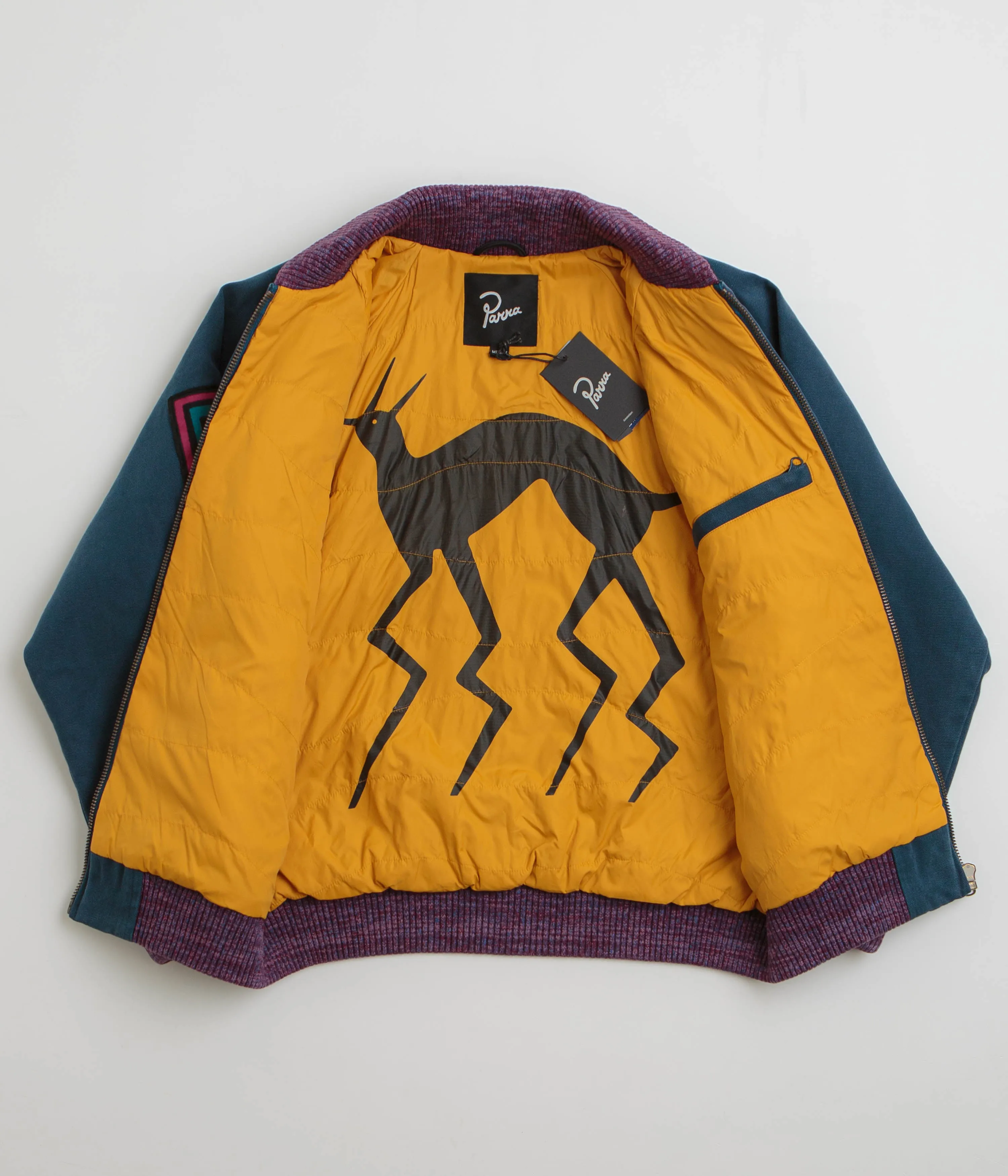by Parra Skull Stalker Varsity Jacket - Washed Blue