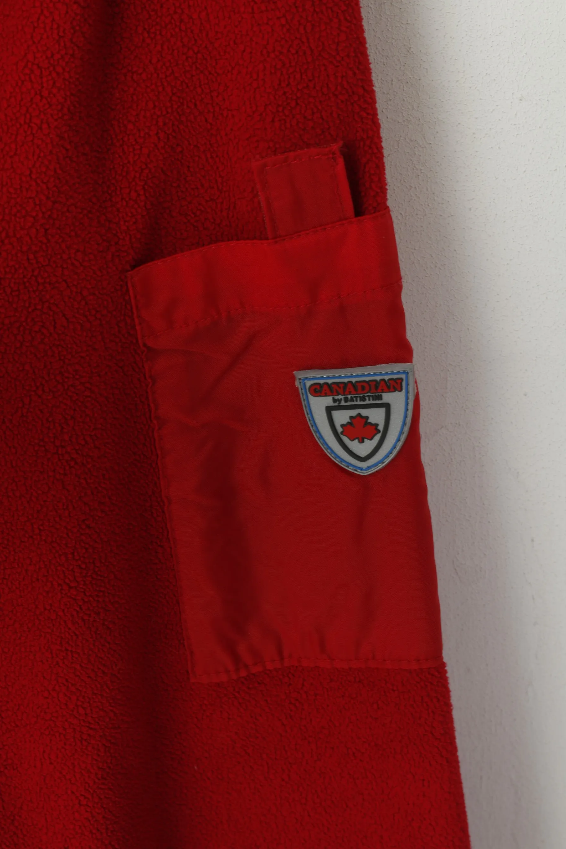 CANADIAN by Batistini Men L Sweatshirt Red Fleece Zip Neck Pullover Casual Top