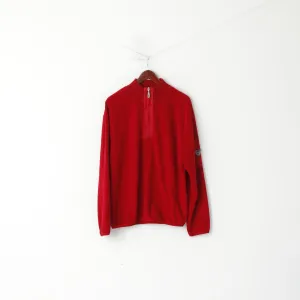 CANADIAN by Batistini Men L Sweatshirt Red Fleece Zip Neck Pullover Casual Top