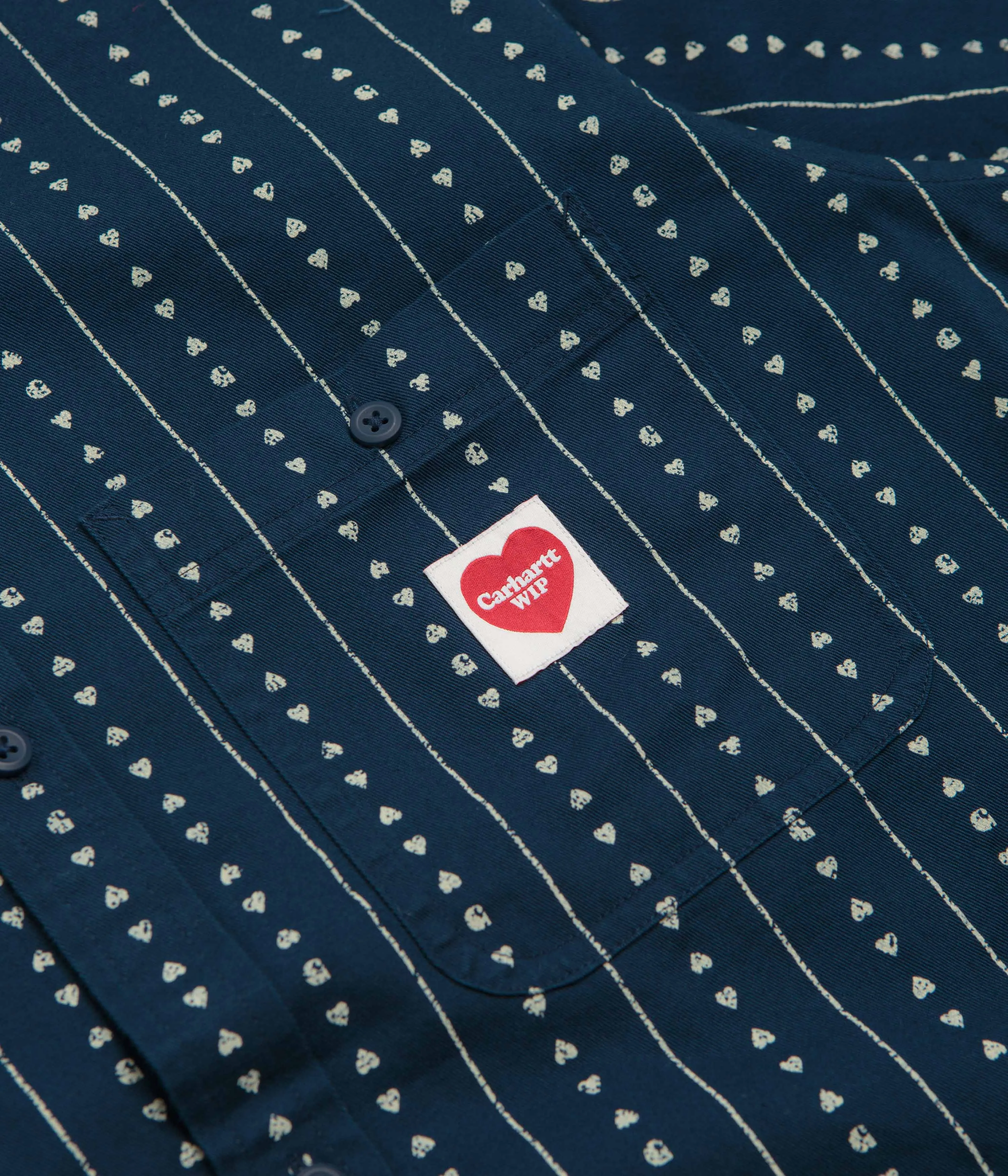 Carhartt Drewe Short Sleeve Shirt - Heart C Pinstripe / Ink / Natural