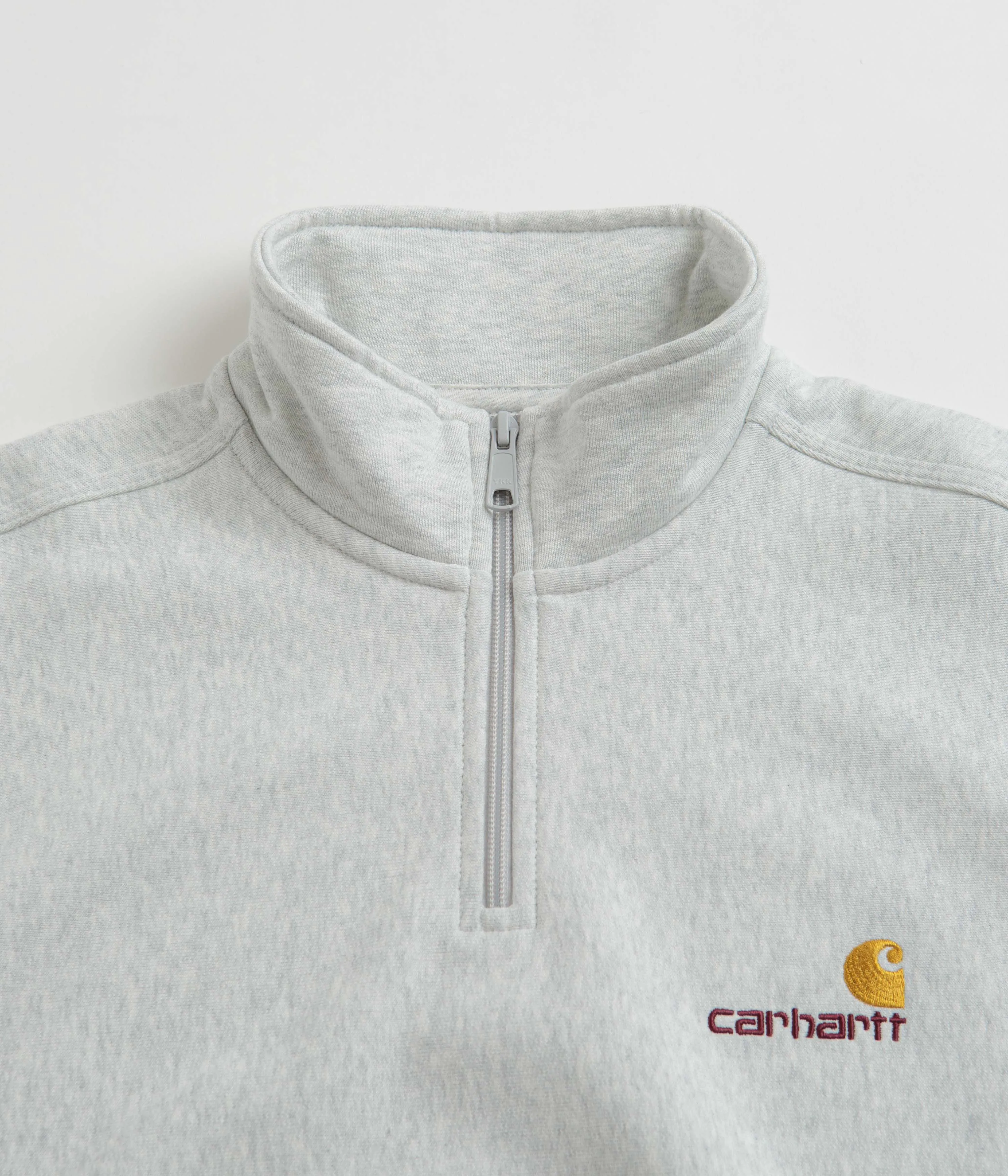 Carhartt Half Zip American Script Sweatshirt - Ash Heather