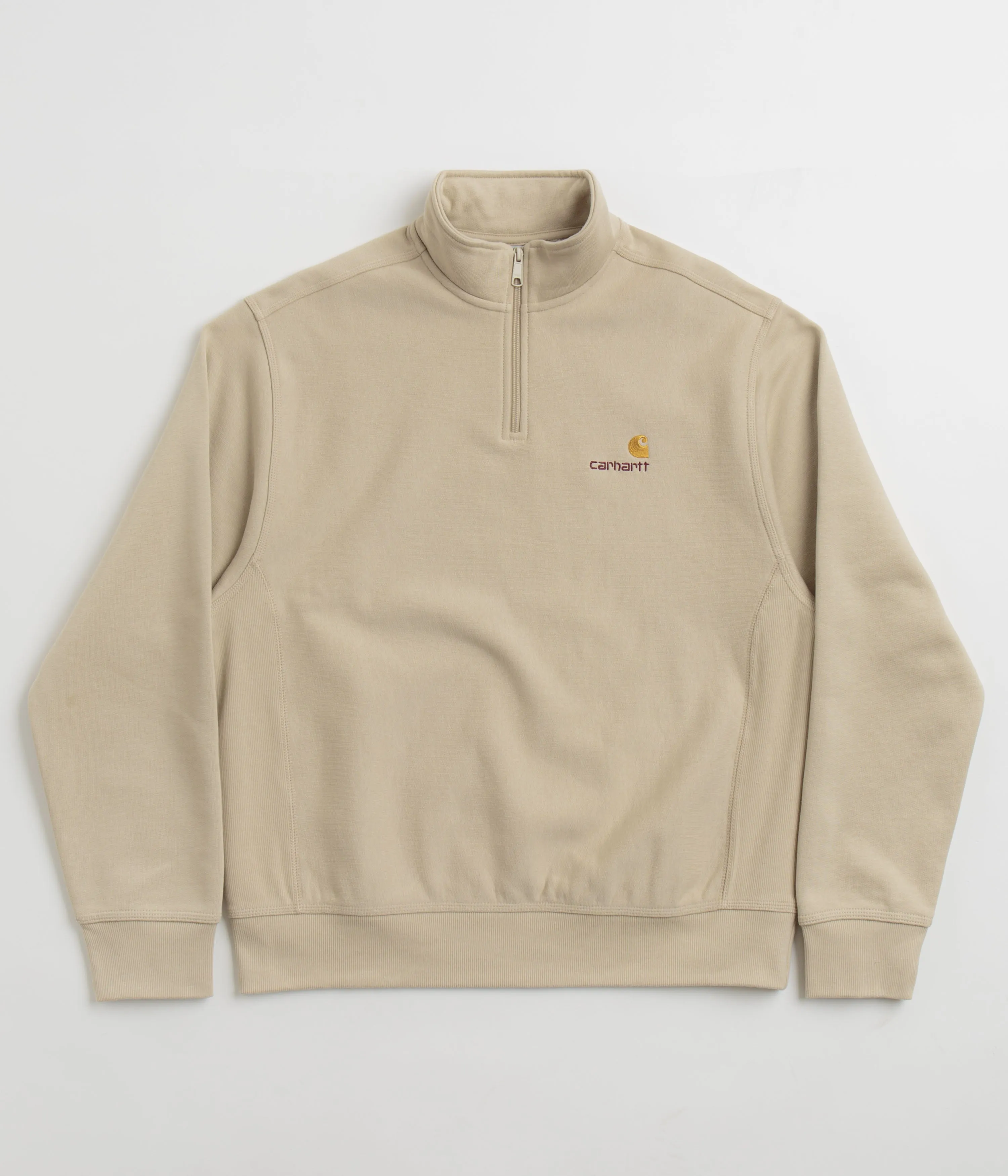 Carhartt Half Zip American Script Sweatshirt - Fleur De Sel