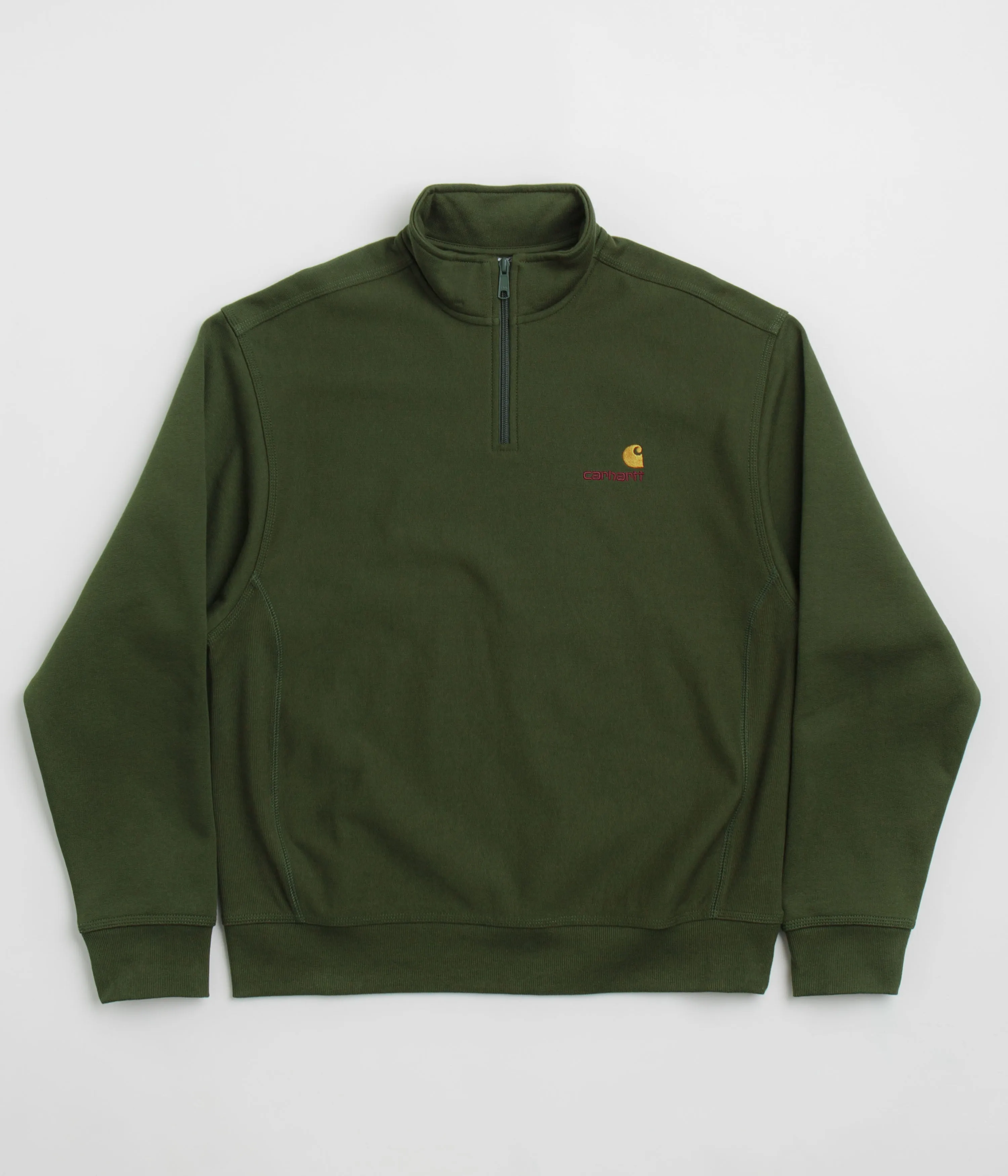 Carhartt Half Zip American Script Sweatshirt - Tarragon