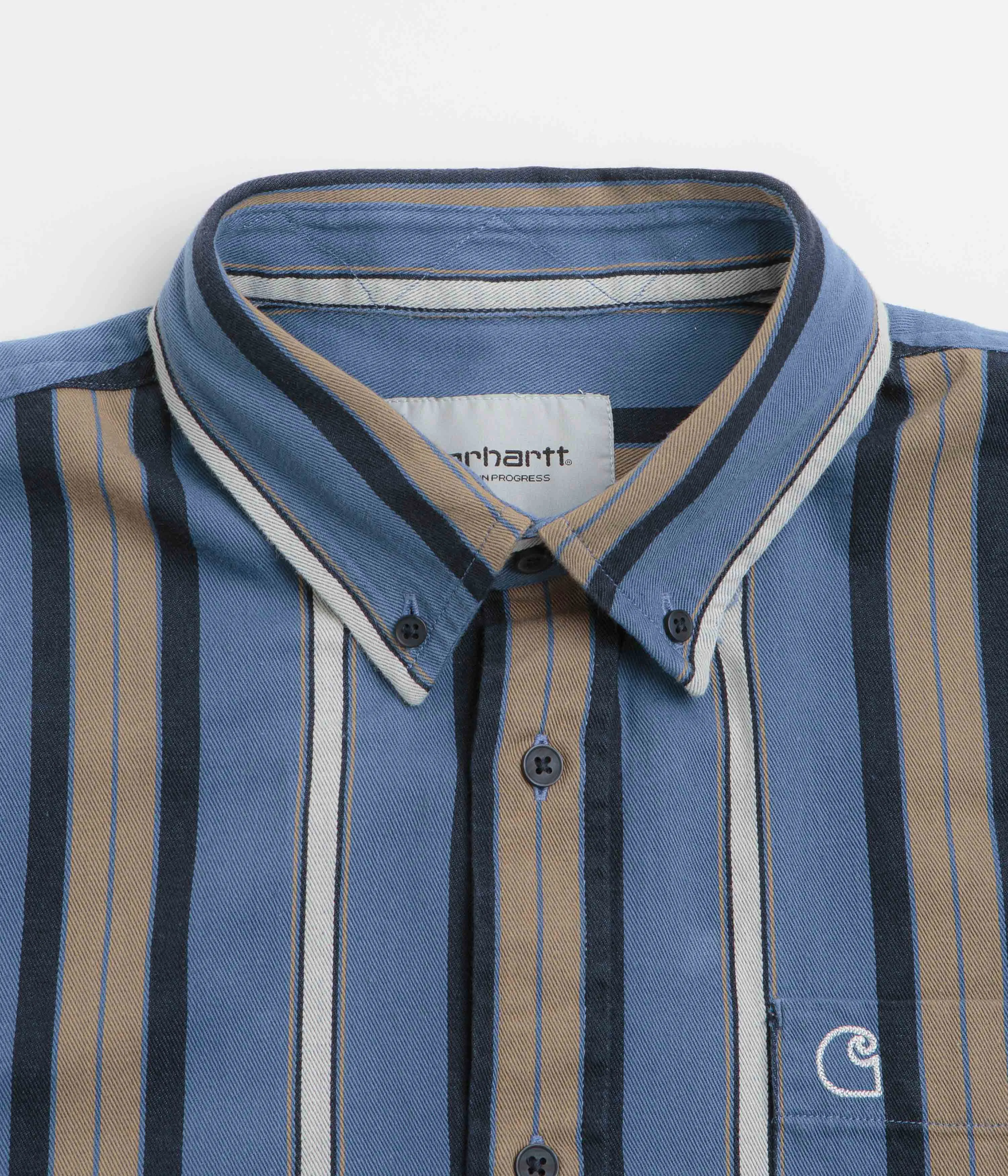 Carhartt Jarrell Short Sleeve Shirt - Jarrell Stripe / Blue Iris / Wax